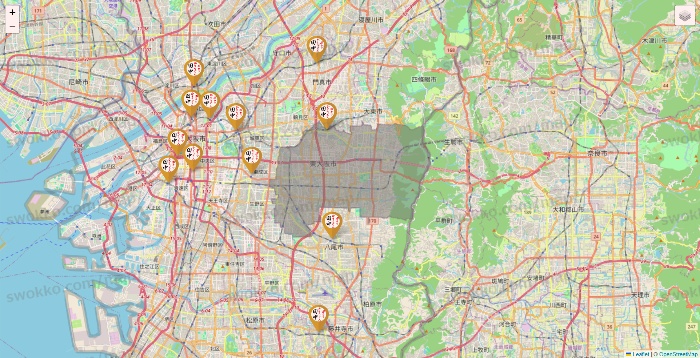 大阪府の串カツ田中の店舗地図