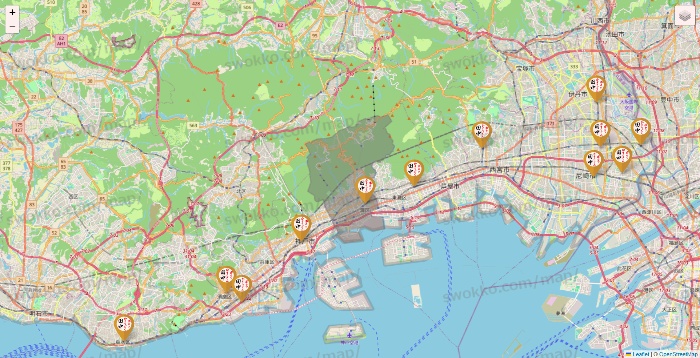 兵庫県の串カツ田中の店舗地図