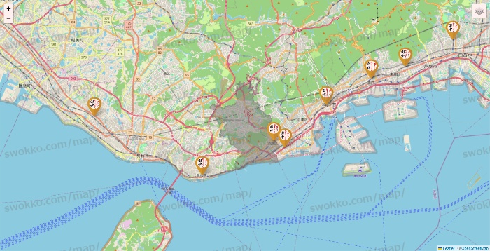 兵庫県の串カツ田中の店舗地図