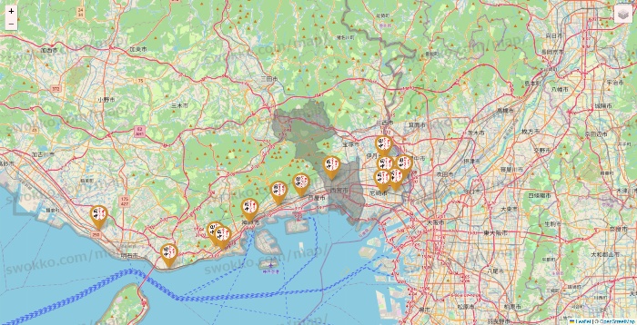 兵庫県の串カツ田中の店舗地図