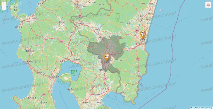 宮崎県の串カツ田中の店舗地図