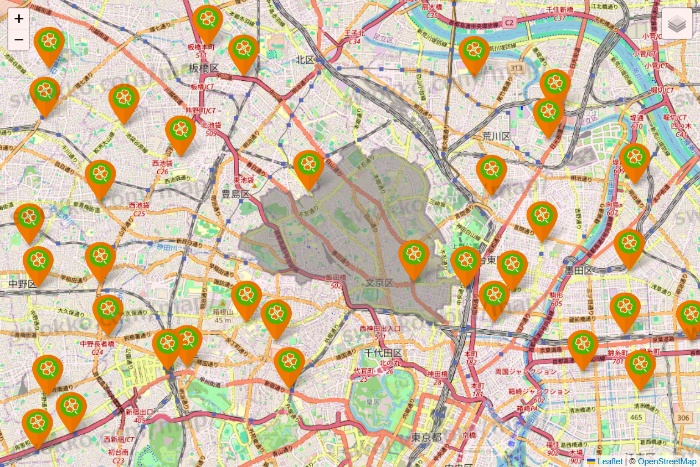 東京都のライフ（ビオラル、セントラルスクエア、Miniel）の店舗地図