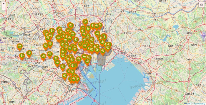 東京都のライフ（ビオラル、セントラルスクエア、Miniel）の店舗地図