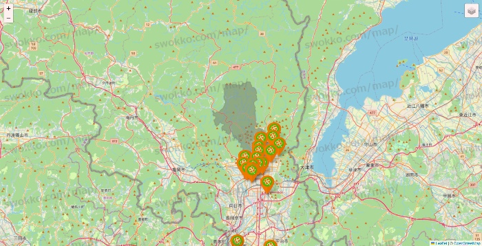 京都府のライフ（ビオラル、セントラルスクエア、Miniel）の店舗地図
