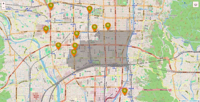 京都府のライフ（ビオラル、セントラルスクエア、Miniel）の店舗地図