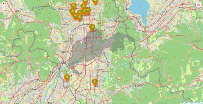 京都府のライフ（ビオラル、セントラルスクエア、Miniel）の店舗地図
