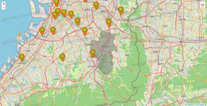 大阪府のライフ（ビオラル、セントラルスクエア、Miniel）の店舗地図
