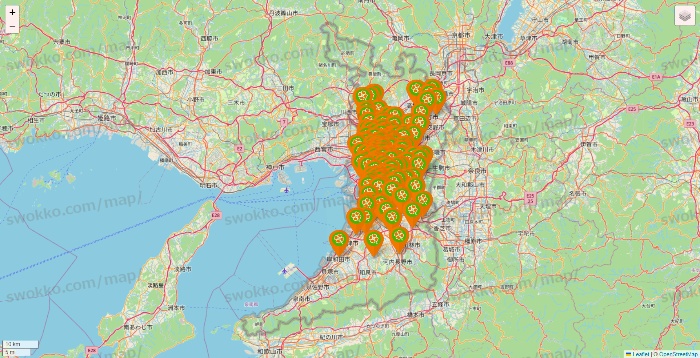 大阪府のライフ（ビオラル、セントラルスクエア、Miniel）の店舗地図