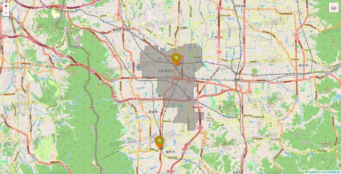 奈良県のライフ（ビオラル、セントラルスクエア、Miniel）の店舗地図
