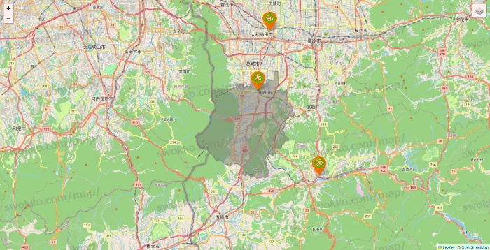 奈良県のライフ（ビオラル、セントラルスクエア、Miniel）の店舗地図