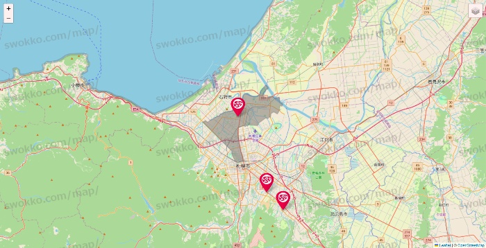 北海道のロピアの店舗地図