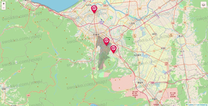 北海道のロピアの店舗地図
