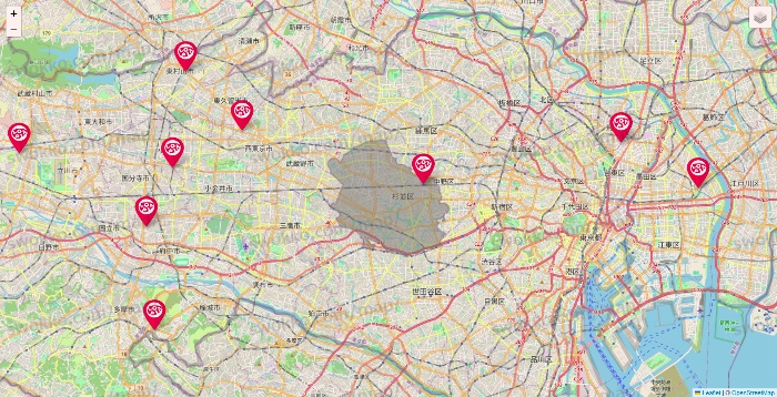 東京都のロピアの店舗地図