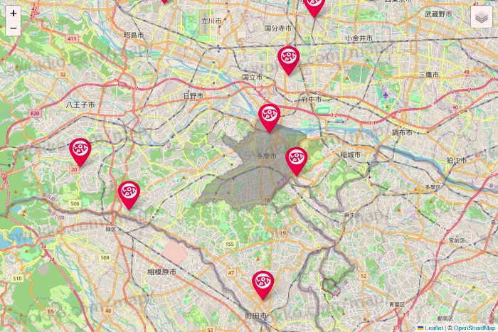 東京都のロピアの店舗地図