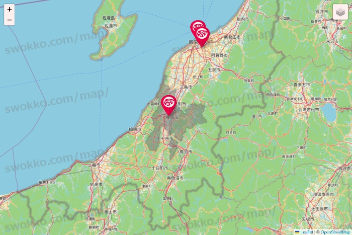 新潟県のロピアの店舗地図