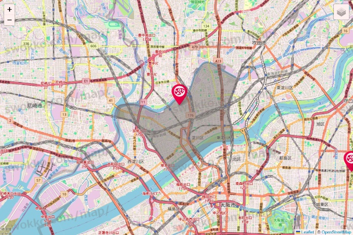 大阪府のロピアの店舗地図