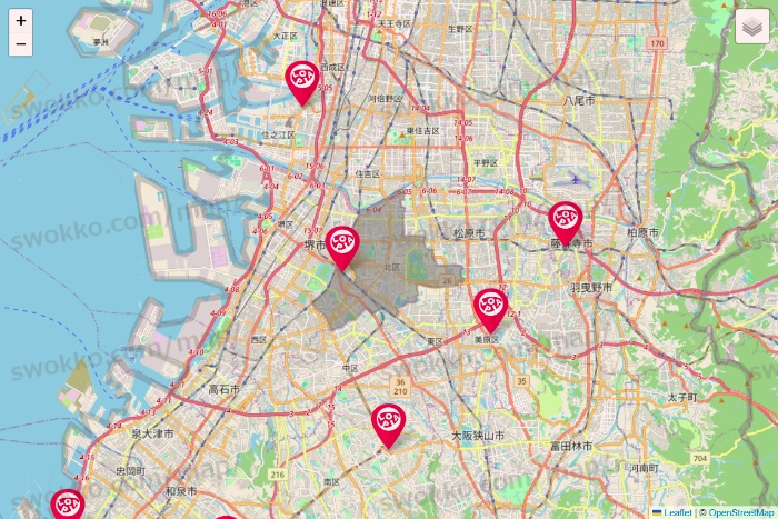 大阪府のロピアの店舗地図