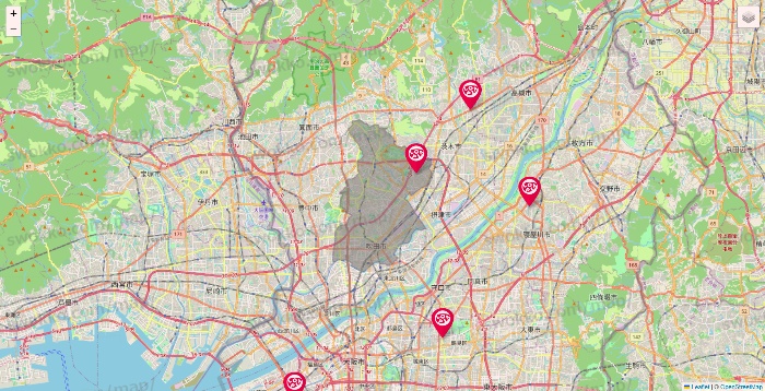 大阪府のロピアの店舗地図