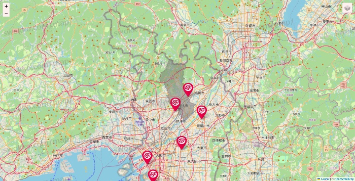 大阪府のロピアの店舗地図