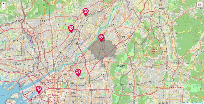 大阪府のロピアの店舗地図