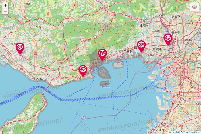 兵庫県のロピアの店舗地図