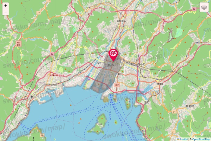 広島県のロピアの店舗地図