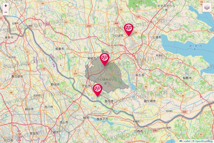 茨城県のロピアの店舗地図