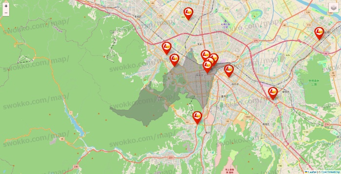 北海道のロッテリアの店舗地図