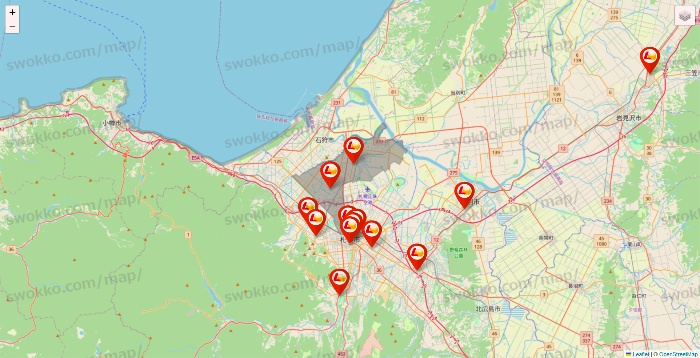 北海道のロッテリアの店舗地図