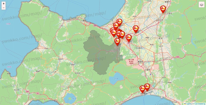 北海道のロッテリアの店舗地図