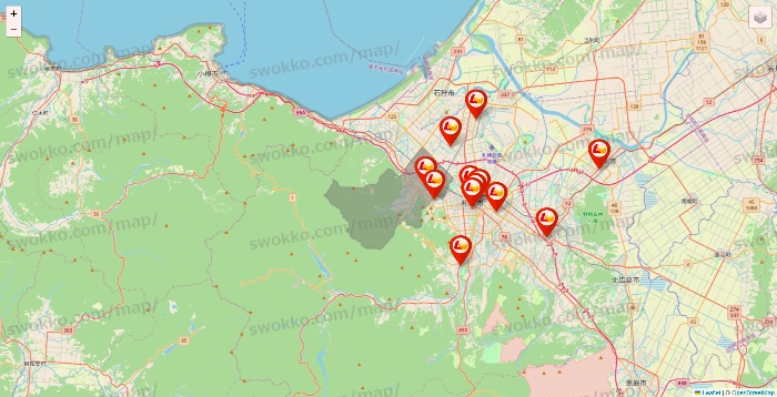 北海道のロッテリアの店舗地図