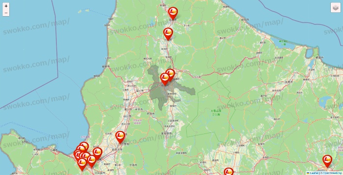 北海道のロッテリアの店舗地図