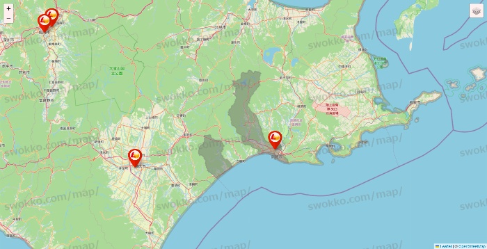 北海道のロッテリアの店舗地図