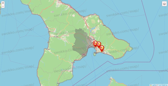 北海道のロッテリアの店舗地図