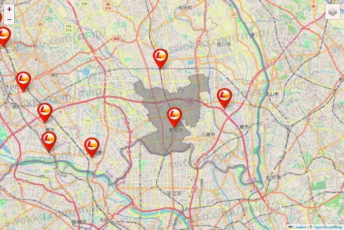 埼玉県のゼッテリアの店舗地図