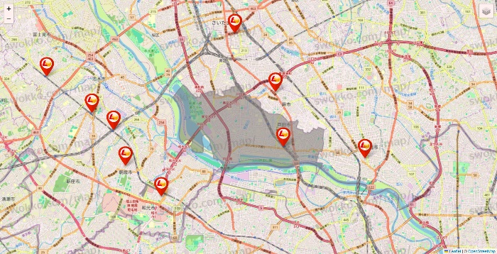埼玉県のロッテリアの店舗地図