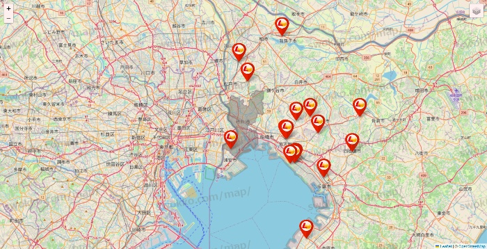千葉県のロッテリアの店舗地図