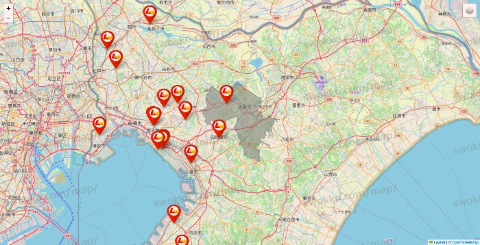 千葉県のロッテリアの店舗地図