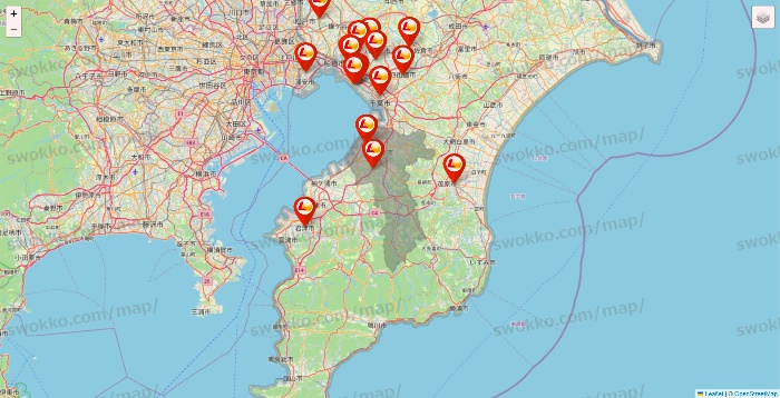 千葉県のロッテリアの店舗地図