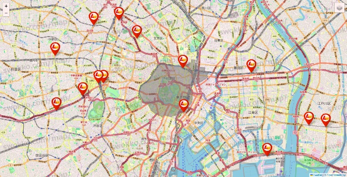 東京都のロッテリアの店舗地図