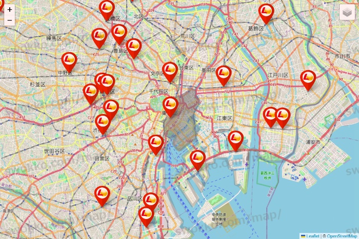 東京都のゼッテリアの店舗地図