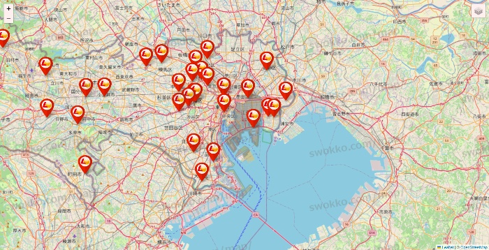 東京都のロッテリアの店舗地図