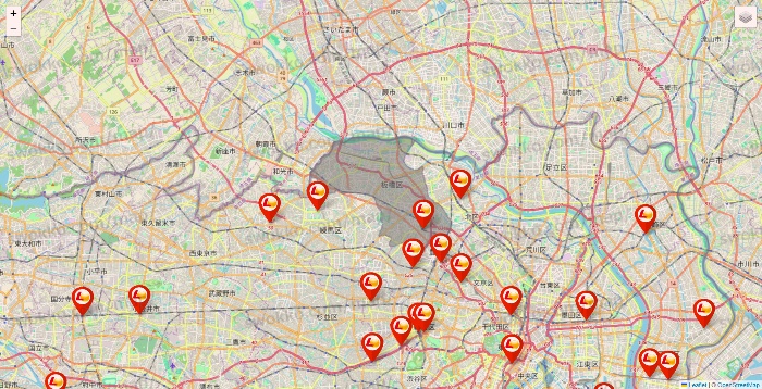 東京都のロッテリアの店舗地図