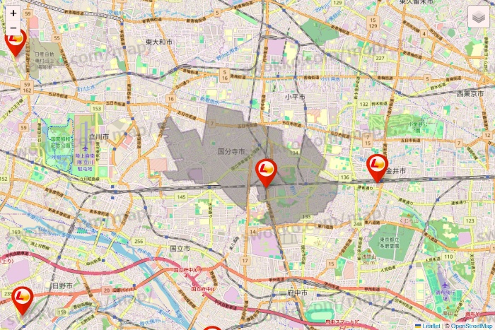 東京都のゼッテリアの店舗地図