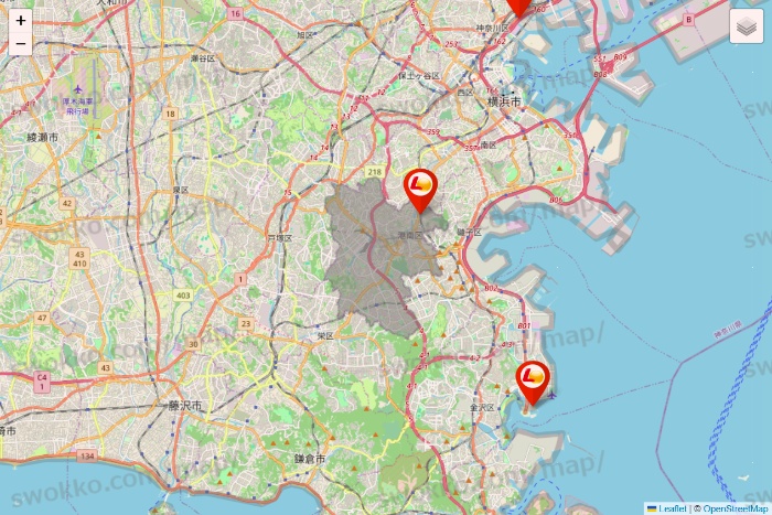 神奈川県のゼッテリアの店舗地図