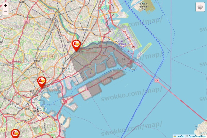 神奈川県のゼッテリアの店舗地図