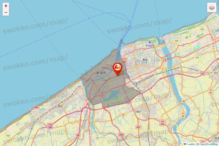 新潟県のゼッテリアの店舗地図