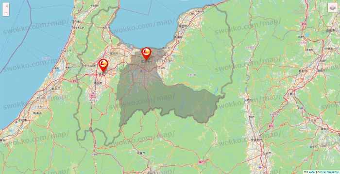 富山県のロッテリアの店舗地図