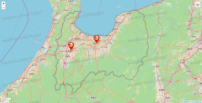 富山県のロッテリアの店舗地図
