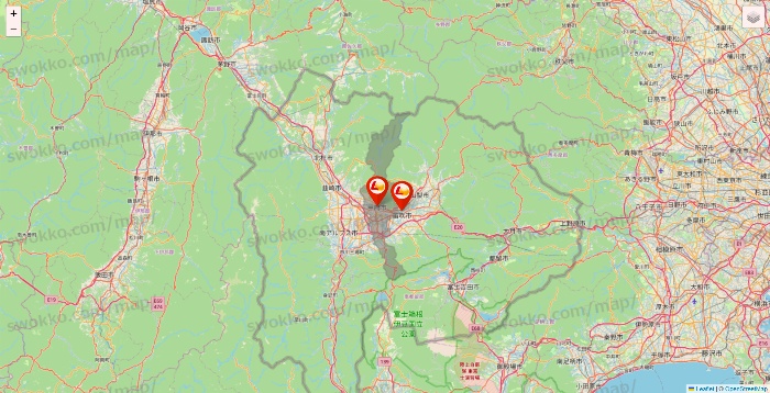 山梨県のロッテリアの店舗地図